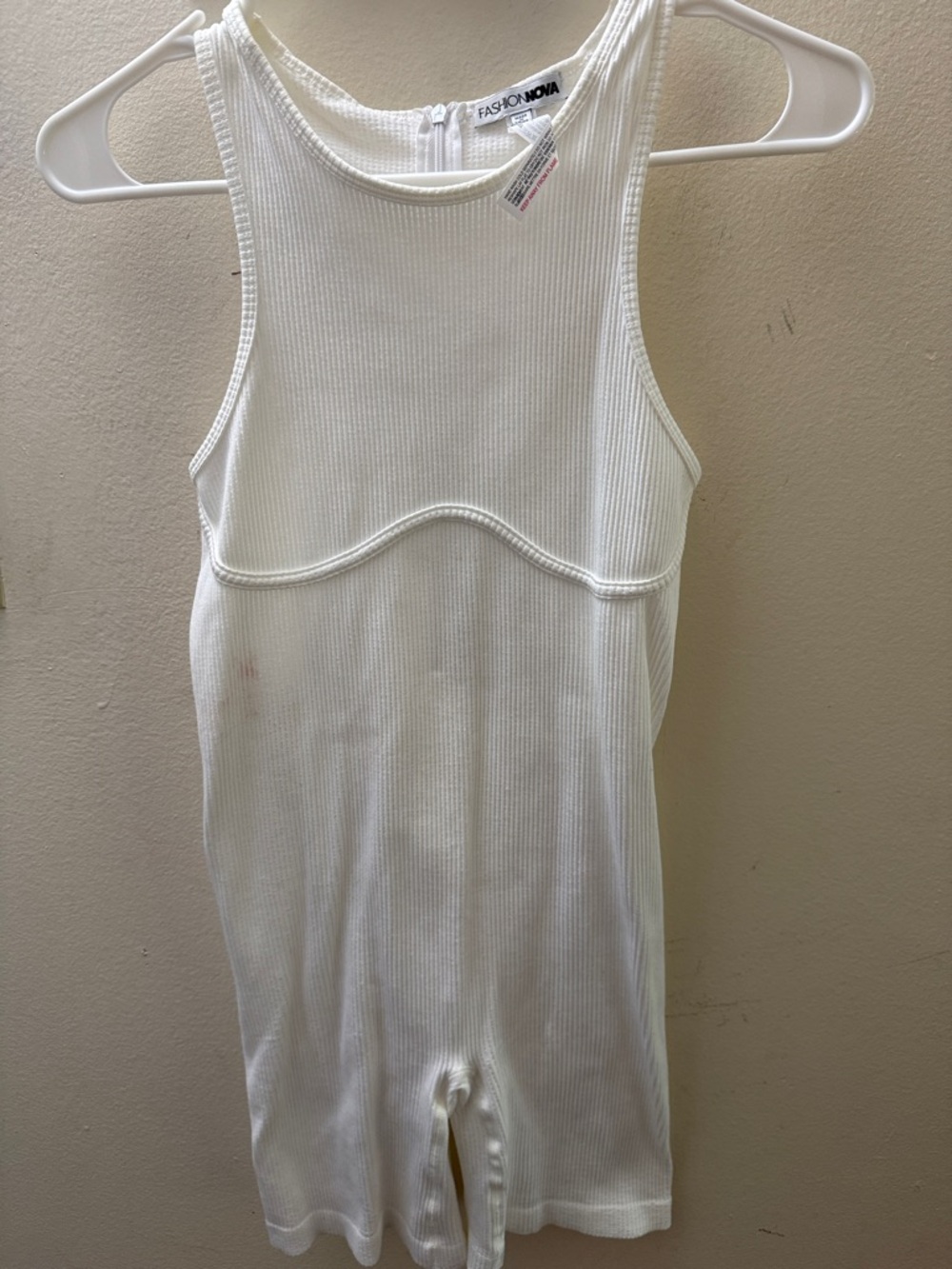 Fashion Nova White Ribbed Tank Romper